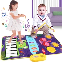 2 In 1 Piano Mat for Kids Piano Keyboard & Jazz Drum Music Touch Play Carpet Baby Toddlers Music Instrument Education Toys Gift 1