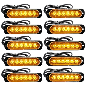 10PCS Luce stroboscopica 12v-24v 6LED Luci per rimorchio per camion Stroboscopi LED Luce per auto Avvertimento di emergenza Luce flash di pericolo