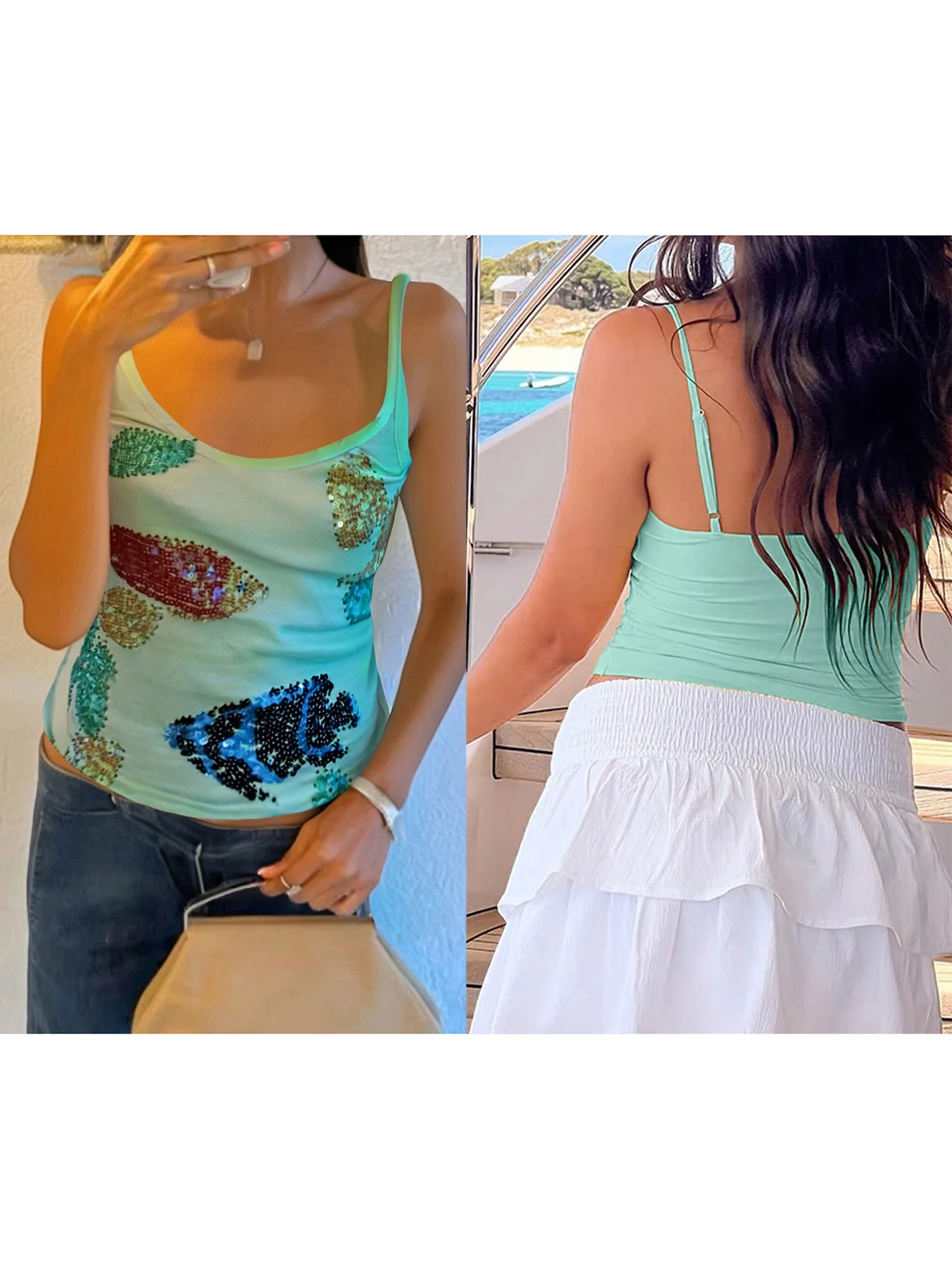 Elegant Floral Lace Sleeveless Camisole Top with Adjustable Spaghetti Straps for Women Summer Clubwear Street Style