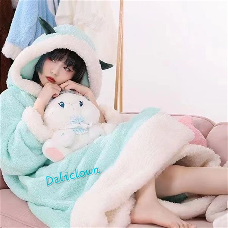 GenshinImpact Cosplay Xiao Kaeya Yae Miko Ganyu Scaramouche Wanderer Cosplay Pajama Set Blanket Winter Sleepwear Anime Costume