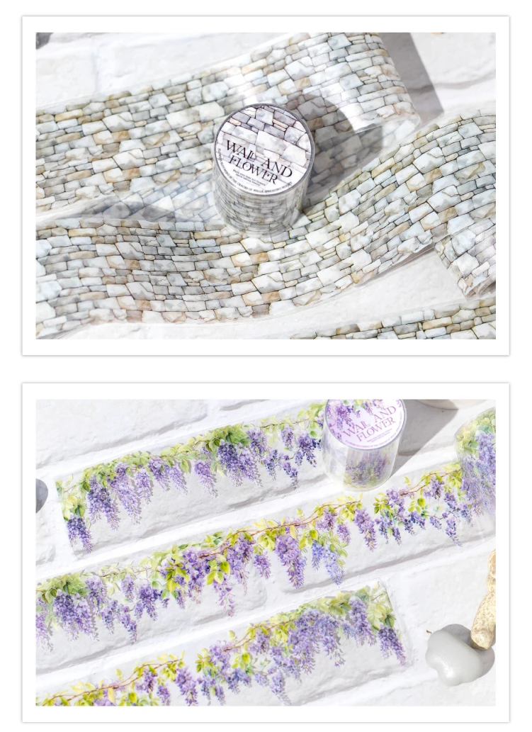 50mm * 2m PET Tapes Rebe Blume Wand DIY Scrapbooking Dekor Fotoalbum Collage Junk Journal Materialien Ästhetik Aufkleber – Detail 10