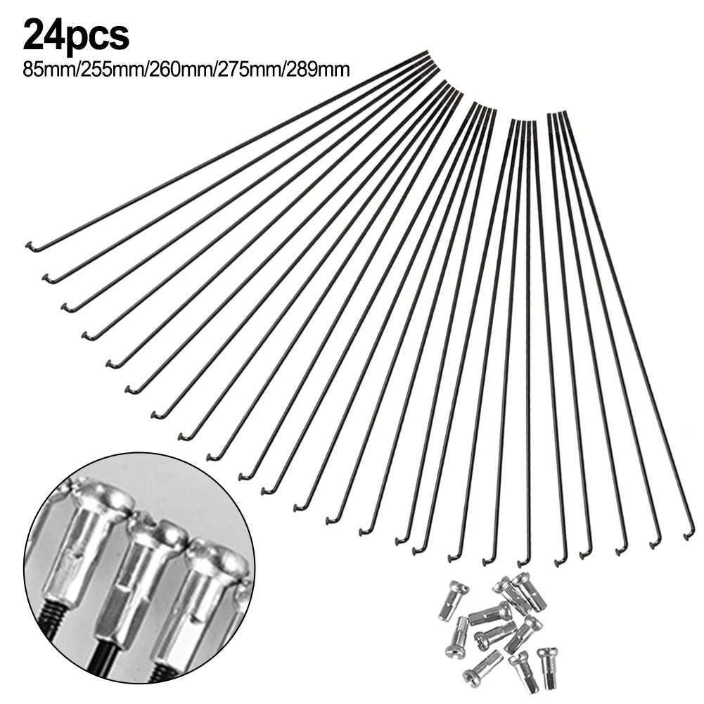 24 Pcs Bicycle Spokes 255MM/275MM/289MM Anti-rustSteel Wire Strip With Nipple Bicycle Spokes Accessories