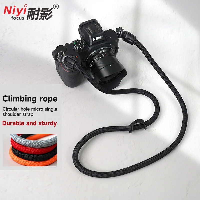 미니멀리스트 나일론 카메라 스트랩, 원형 러그가 있는 미러리스 카메라용 범용 스트랩, 112cm 조절 가능한 로프 스트랩