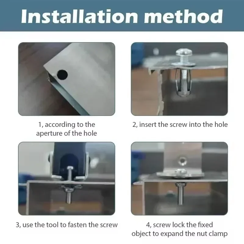 60-4PCS Petal Shape Rivet Nut Screw Bolt Kit Expansion Metal Rivetnut Panel License Plate Clamp Lock Jack Nuts Wall Fasteners