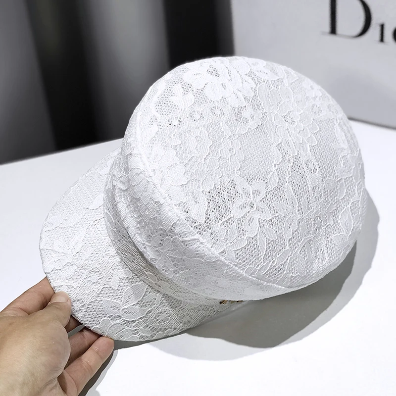 Ladies Summer Lace Flat Octagonal Hat Japanese Street Hollow British Retro Style Beret women beret