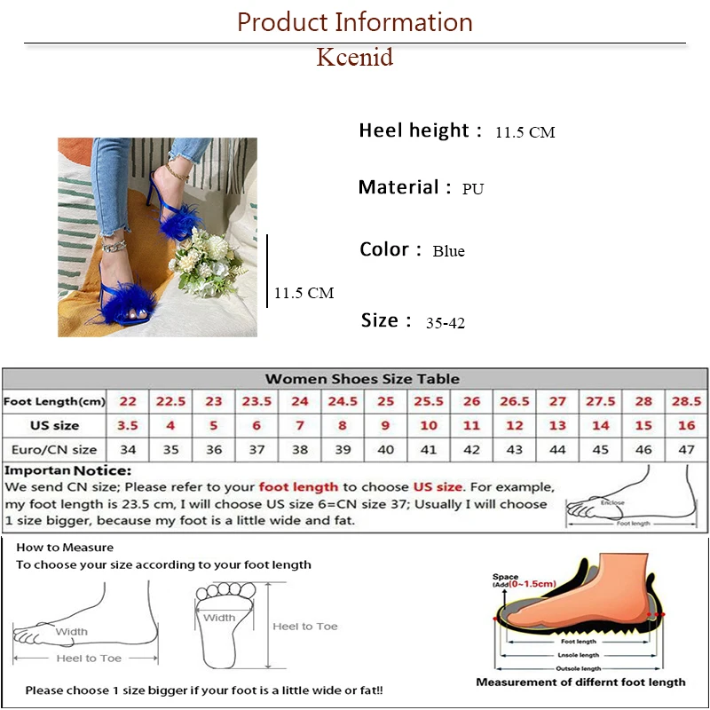 Kcenid Fashion Feather Summer Women Slippers Square Toe Mules Wedding Party Banquet Thin High Heels Sandals Sexy Slides Women