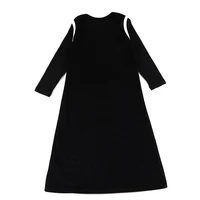 Girls and lady robe long sleeves clothes ribbed and velour set family set maxi dress casual girls black maxi dress wear 5