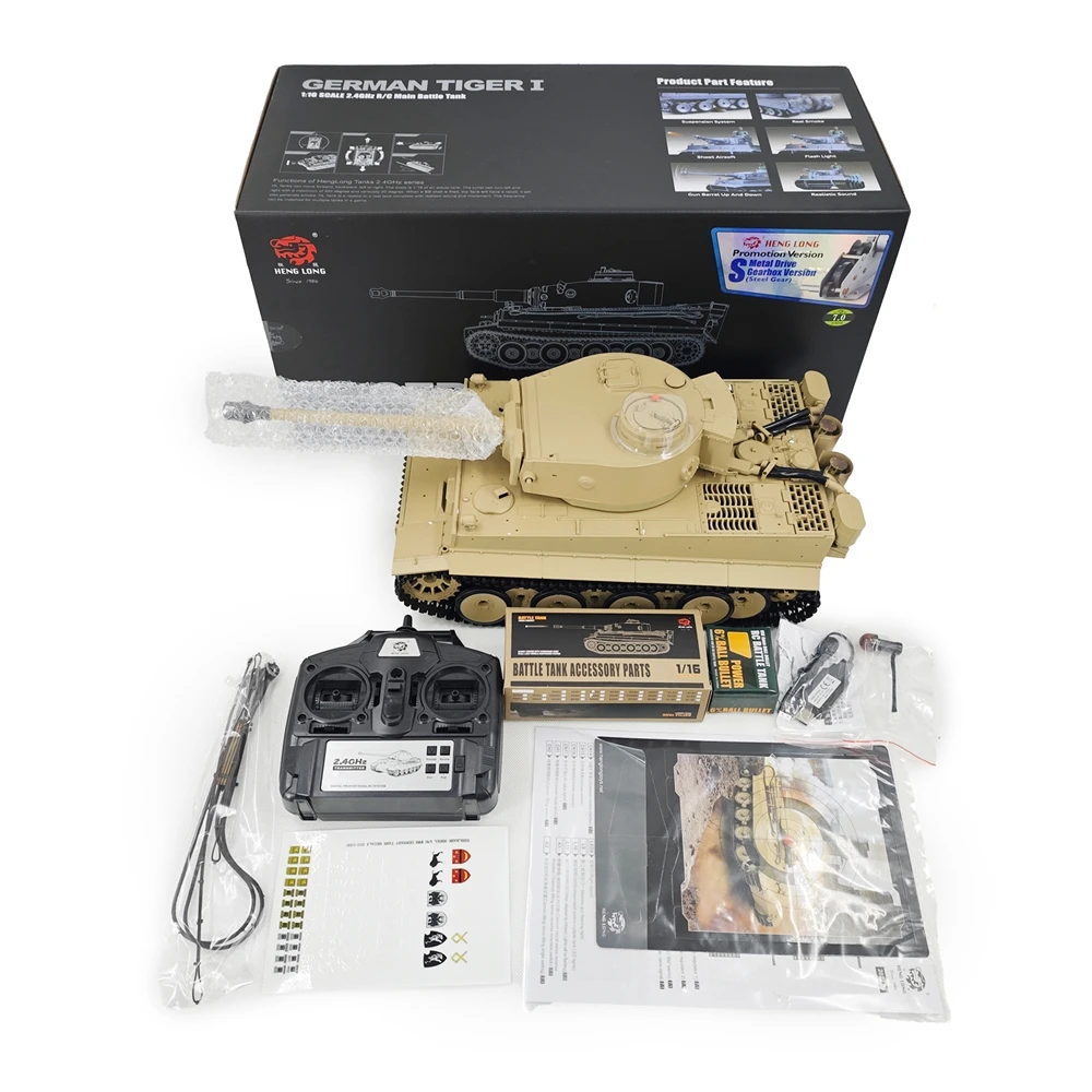 Coolbank RC Tank 1:16 360° Turret Rotate Big Motor 2400rpm Remote Control German Tiger I Heavy Tank Model RC Tanks Henglong 3818 3