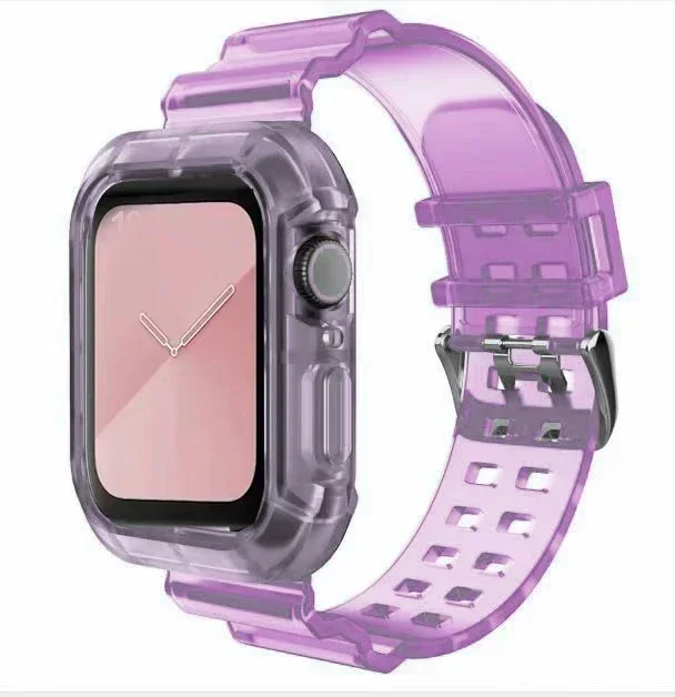 Transparent Protective Band and Case for Apple Watch - Clear Plastic Strap