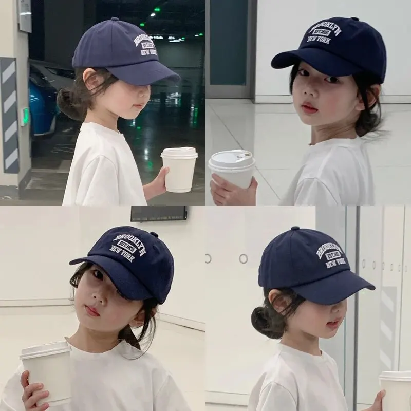 Baseball Cap Letter Kids Baseball Cap Solid Color Toddler Sun Hat Korean Embroidery Adjustable Boy Girl Peaked Cap