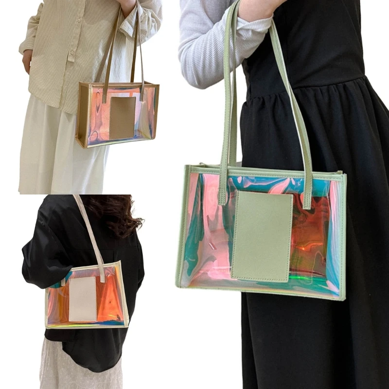 

Stylish Women's Shopping Bag Quality PVC Shoulder Bags Large Tote Handbag Purse