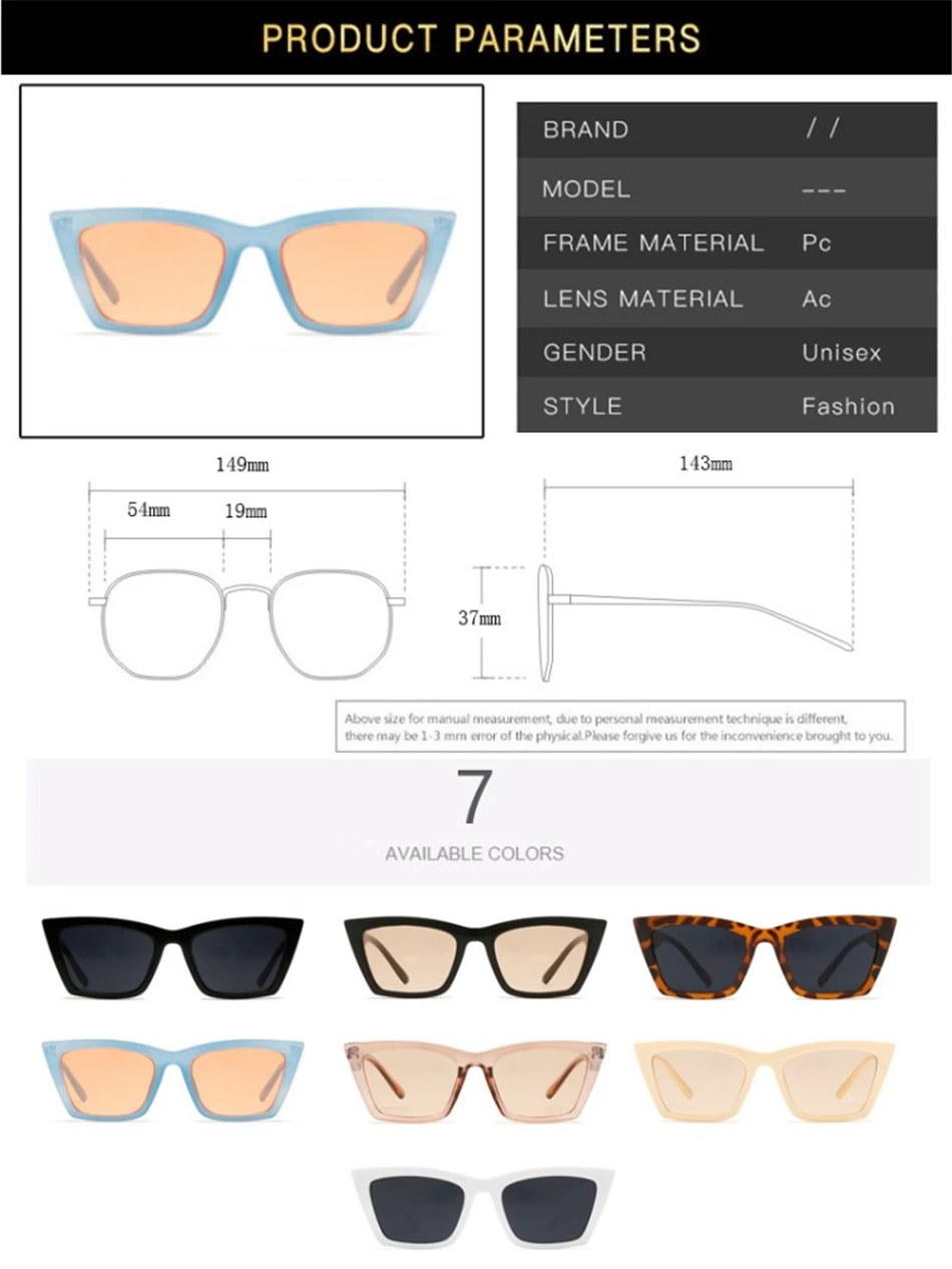  - INS Vintage Cat Eye Sunglasses Women Square Small Frame Sun Glasses Female Brand Designer Retro Shades Fashion Oculos De Sol