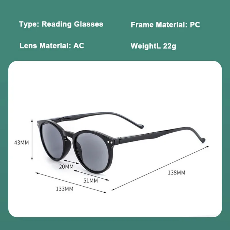 Anti UV Reading Presbyopia Sunglasses WIth Diopter +1.0+1.5+2.0+2.5+3.0+3.5+4 Women Men Classic Round Goggles Reader Sun Shades 6