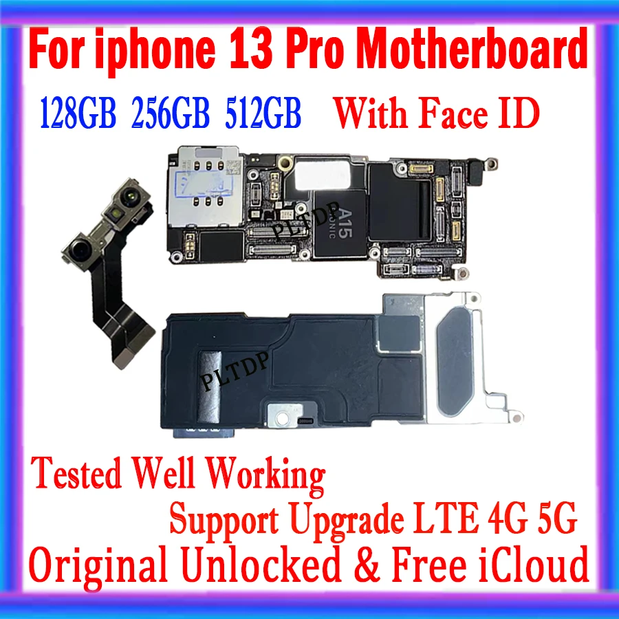 

IOS Update 100% Original For iPhone 13 pro Motherboard With Face ID Unlock Free iCloud Logic Board Full Chips Tested Well Plate