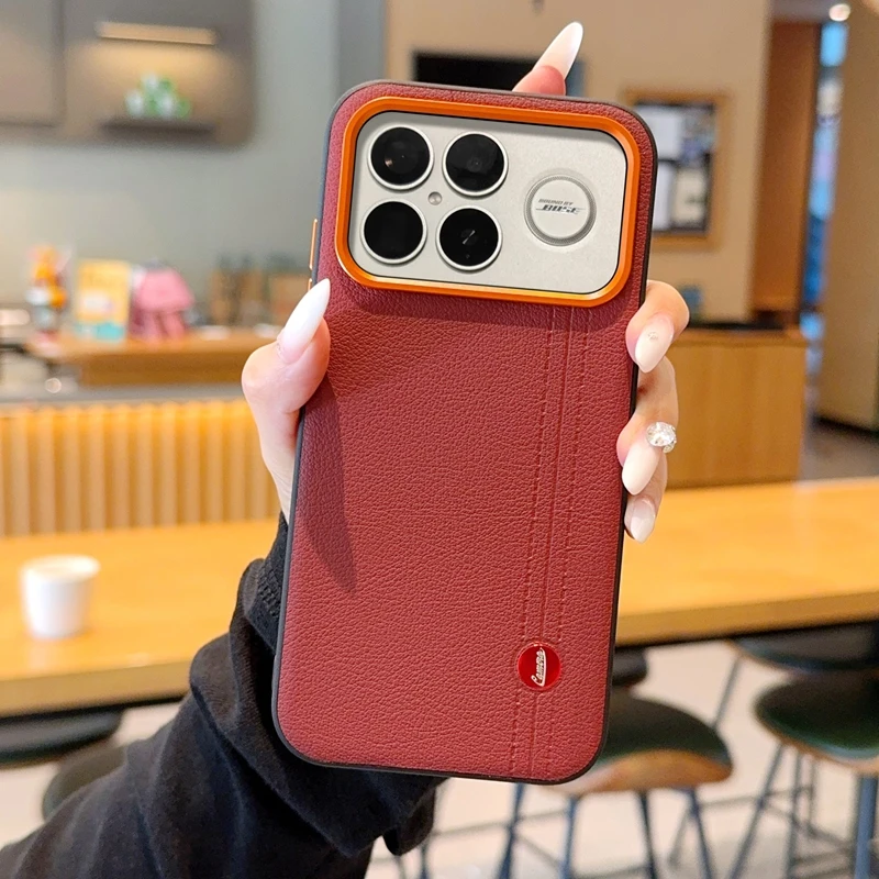 Electroplated Leather Texture Dual-Color Striped Anti-Fingerprint Phone Case