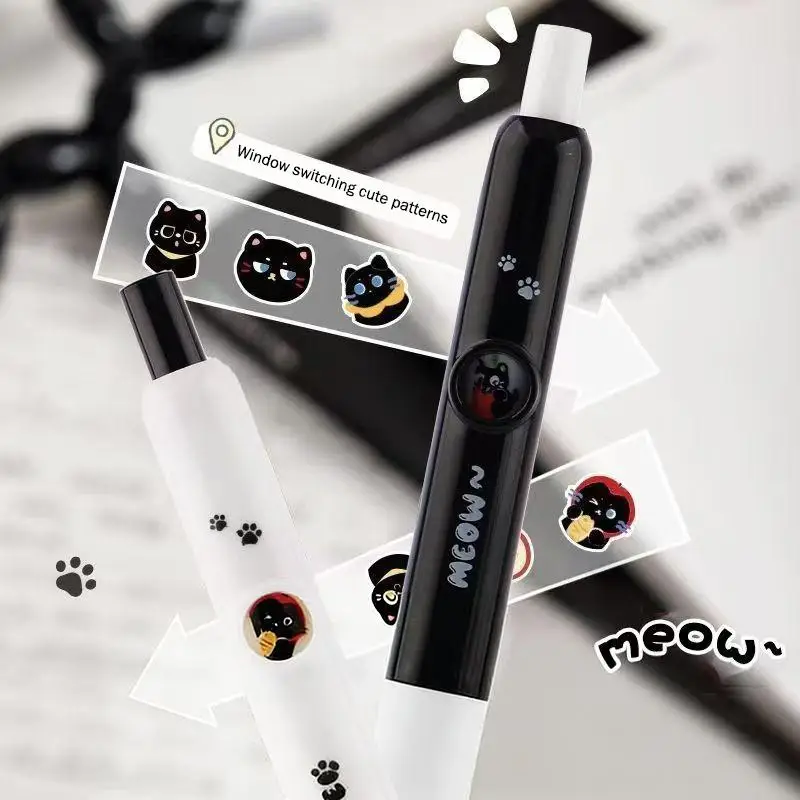 4/12/20Pcs 0.5mm 빠른 건조 검정 잉크-부드러운 필기 수납식 펜 카와이 고양이 발 펜 학교 저널링 생일 선물