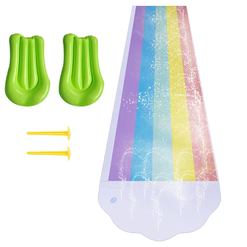 Inflatable Water Slide 15Ft Lawn Rainbow Water Slides for Kids Children Boys Girls Summer Backyard Water Play inflatable Equipment Swimming Pool Games