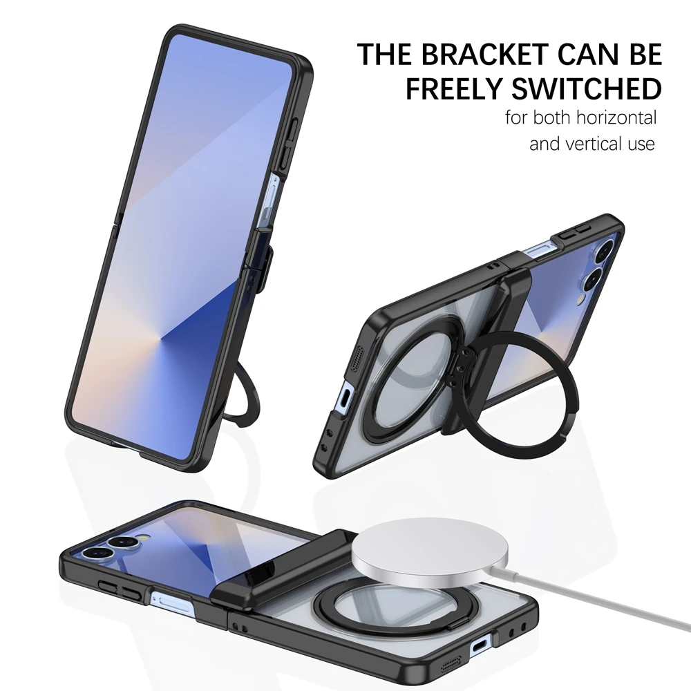Electroplating Transparent Shockproof Case with Hinge Protection, Ring Holder, and Magnetic Feature