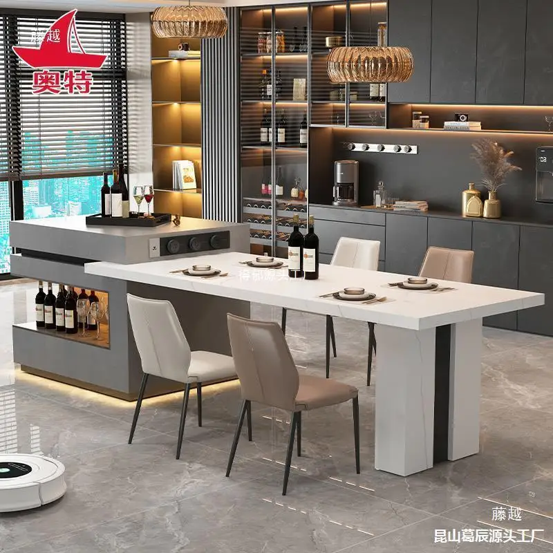 Island table integrated household down table light luxury guide plus kitchen island cabinet separate rock slab bar