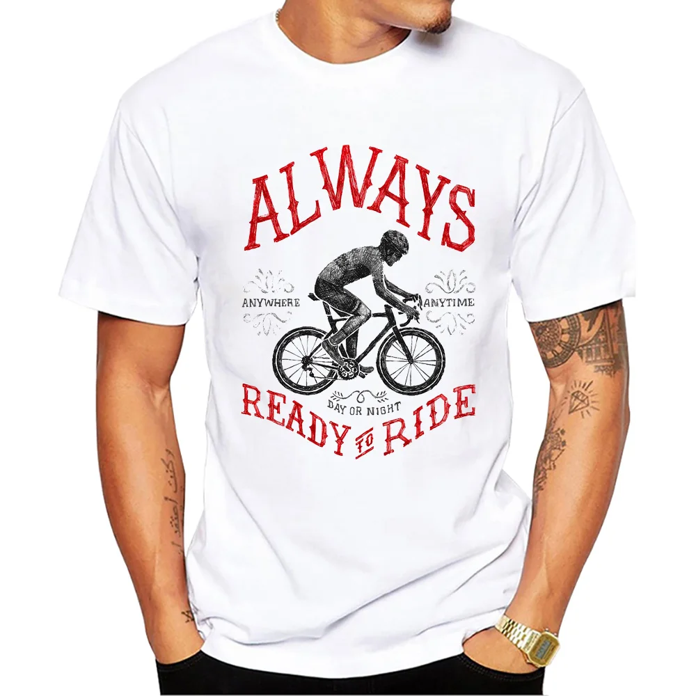 Teehub Vintage Biker Männer T-Shirts Junge bereit zu fahren drucken Kurzarm T-Shirt Fahrrad Sport Tops lustige MTB T-Shirts