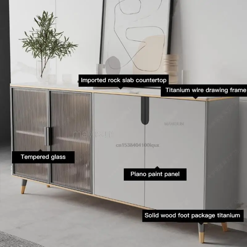 Italian Light Luxury Rock Board Storage Sideboard Hall Entrance Cabinet Modern Living Room Wine Cabinet Household Furniture