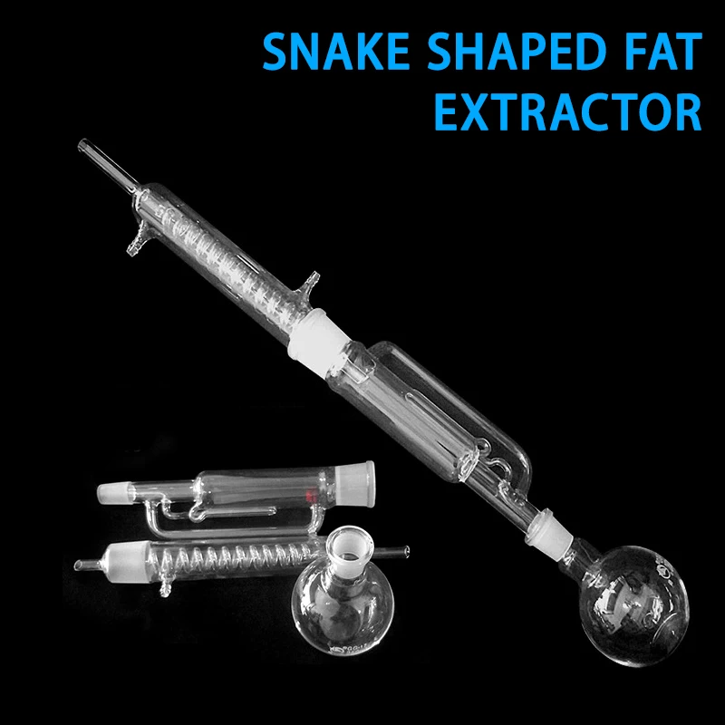 Snake-shaped fat extractor Soxhlet extractor high borosilicate thickened distillation flat bottom flask 150/250/500/1000/2000ml