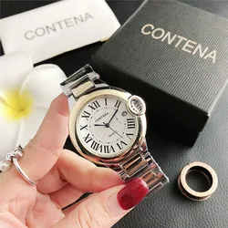 Luxury Women's Elegant Stainless Steel Bracelet Watch with Roman Dial (Silver Gold)