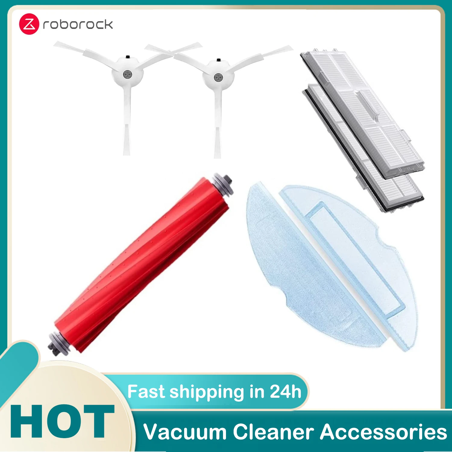 Per Xiaomi Roborock S7 S7 + Roborock S7 Maxv, S7 Maxv Plus,T7 T7S Plus,1 Spazzola A Rullo, 2 Filtri Hepa, 2 Spazzole Laterali, 2 Panni Per Mocio