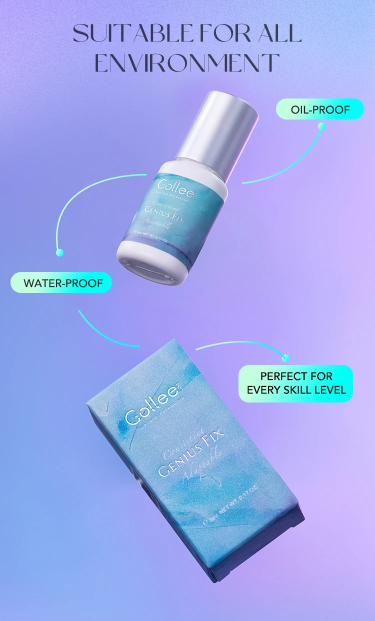 Gollee 0.5-1s Drying Glue for Eyelash Extensions 5ml Hypoallergenic Lashes Extension Glue Strong Glue False Eyelashes Supplies