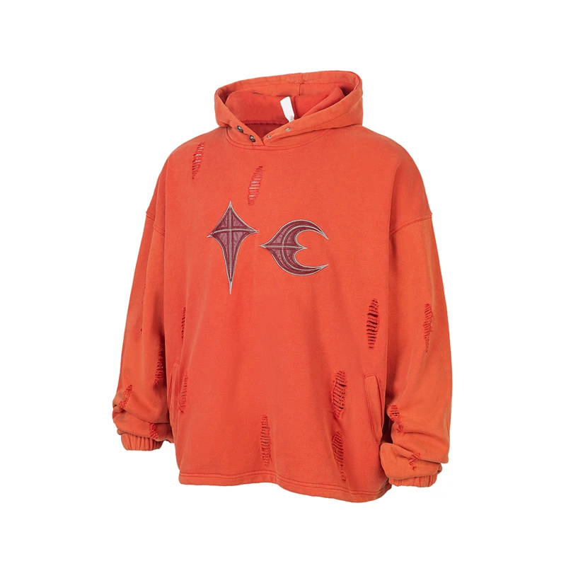New Thug Club Dirty Dye Wash Vintage Damaged Hooded Sweater