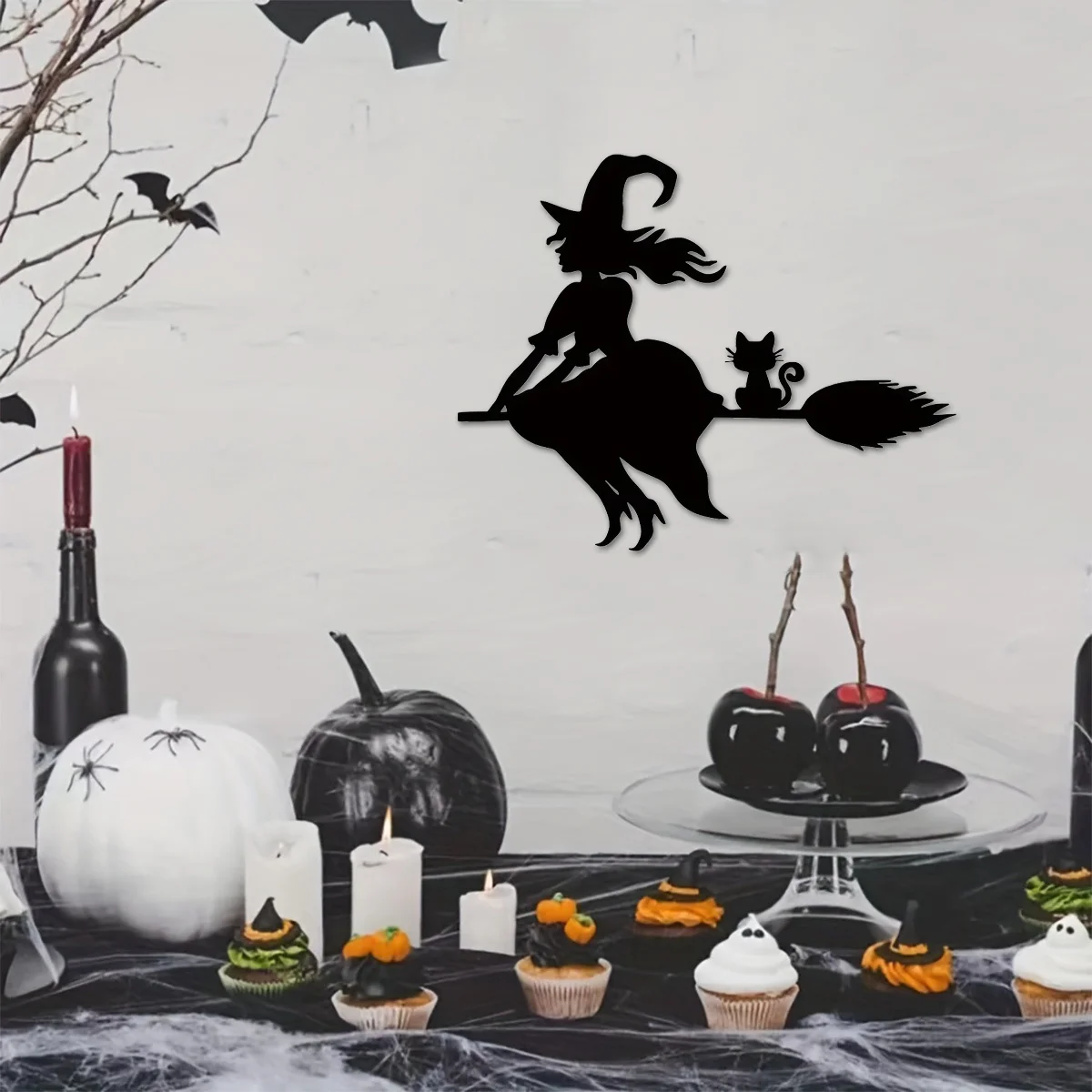 

1pc Metal Wall Hanging Decor ,Black Witch Wall Decoration, Butterfly Decor Metal Wall Art Halloween Decor Livingroom Background