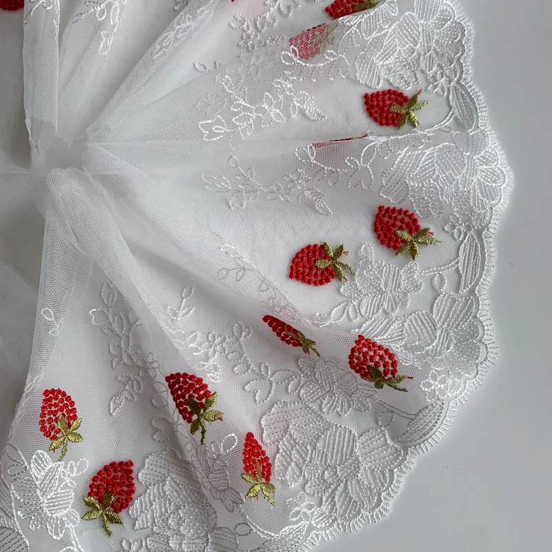 Red White Polyester Soft Mesh Embroidery Lace Trimmings Dress Accessories Lace Fabric Sewing Crafts Doll Material 1Yard/18cm lace fabric lace sewing accessories lace sewing supplies lace accessories lace garment accessories clothing craft accessories