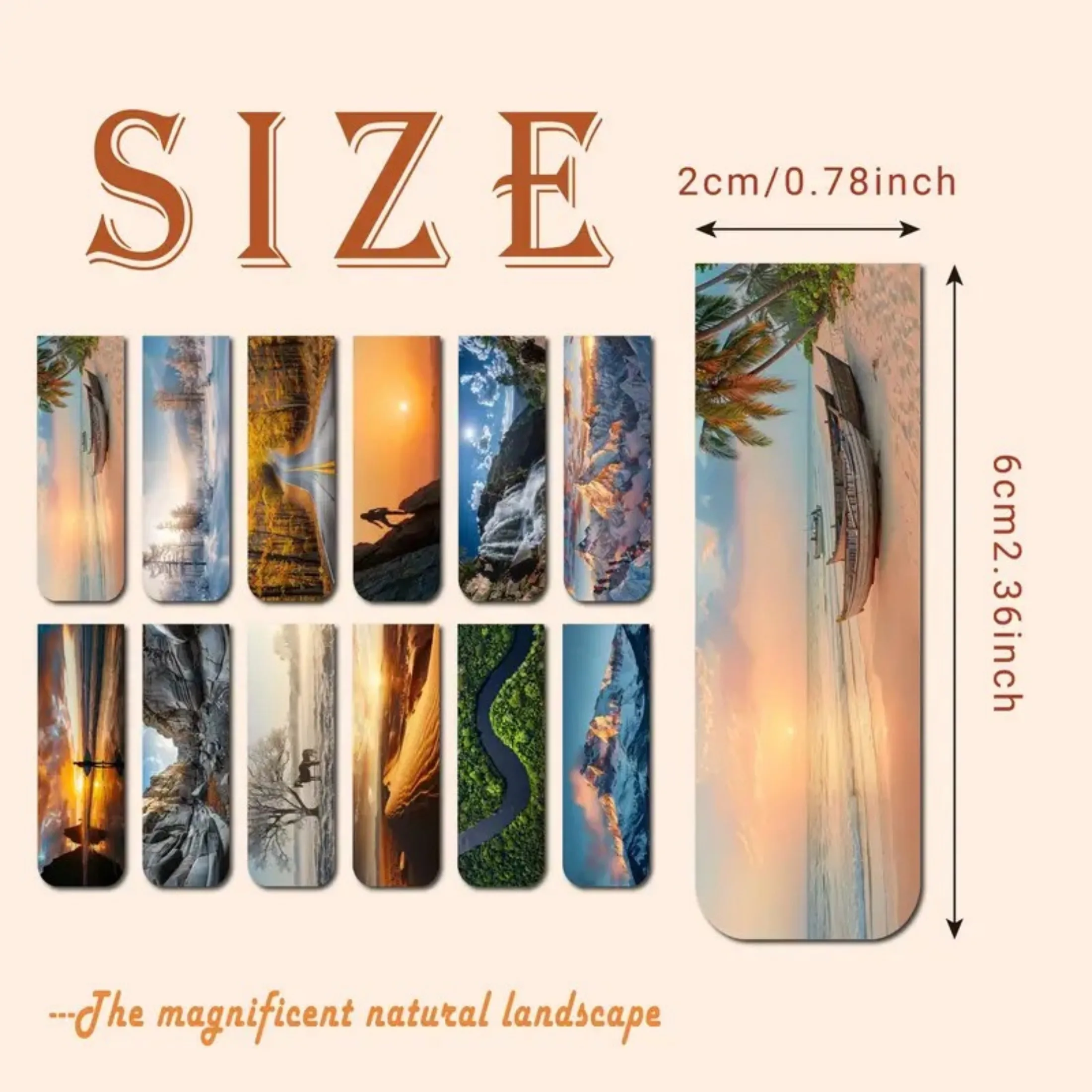 12pcs Magnetic Bookmarks Inspirational Landscape Outdoor Designs Assorted Magnet Page Markers for Book Lovers Students