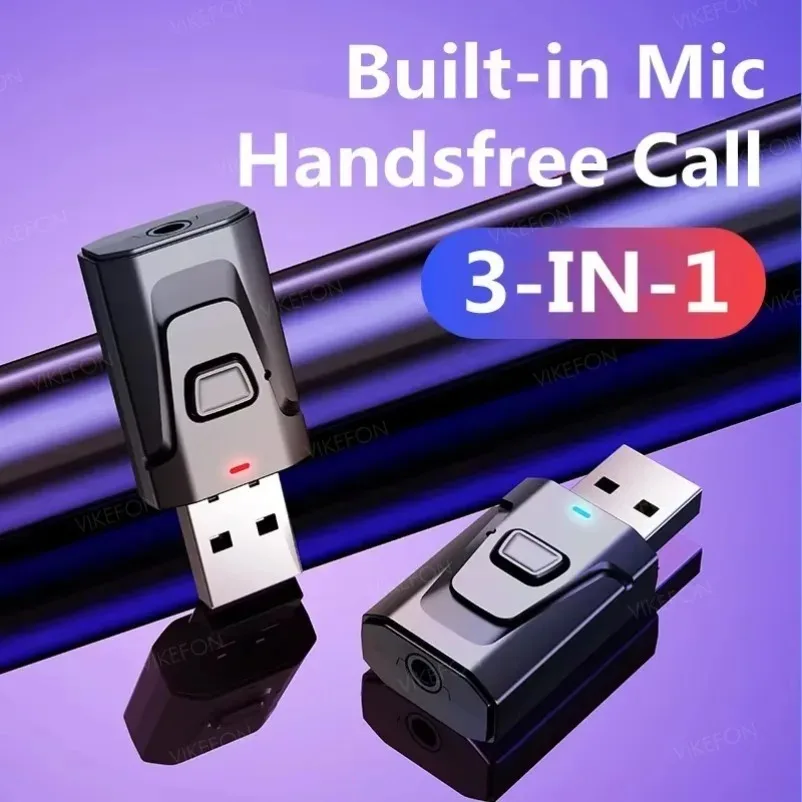 3 in 1 USB Bluetooth 5.0 Transmitter Receiver Mic EDR Adapter Dongle