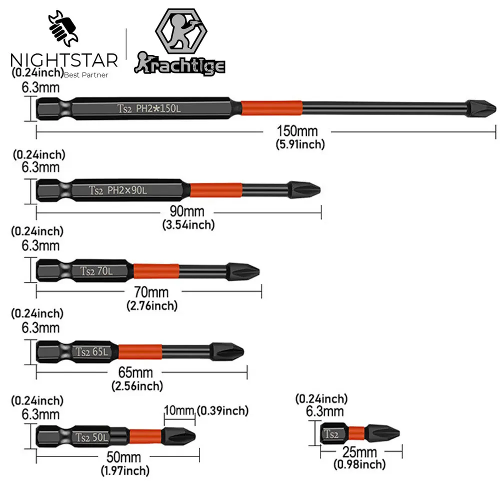 PH2 Cross Screwdriver Bit Set Phillips Impact Batch Head