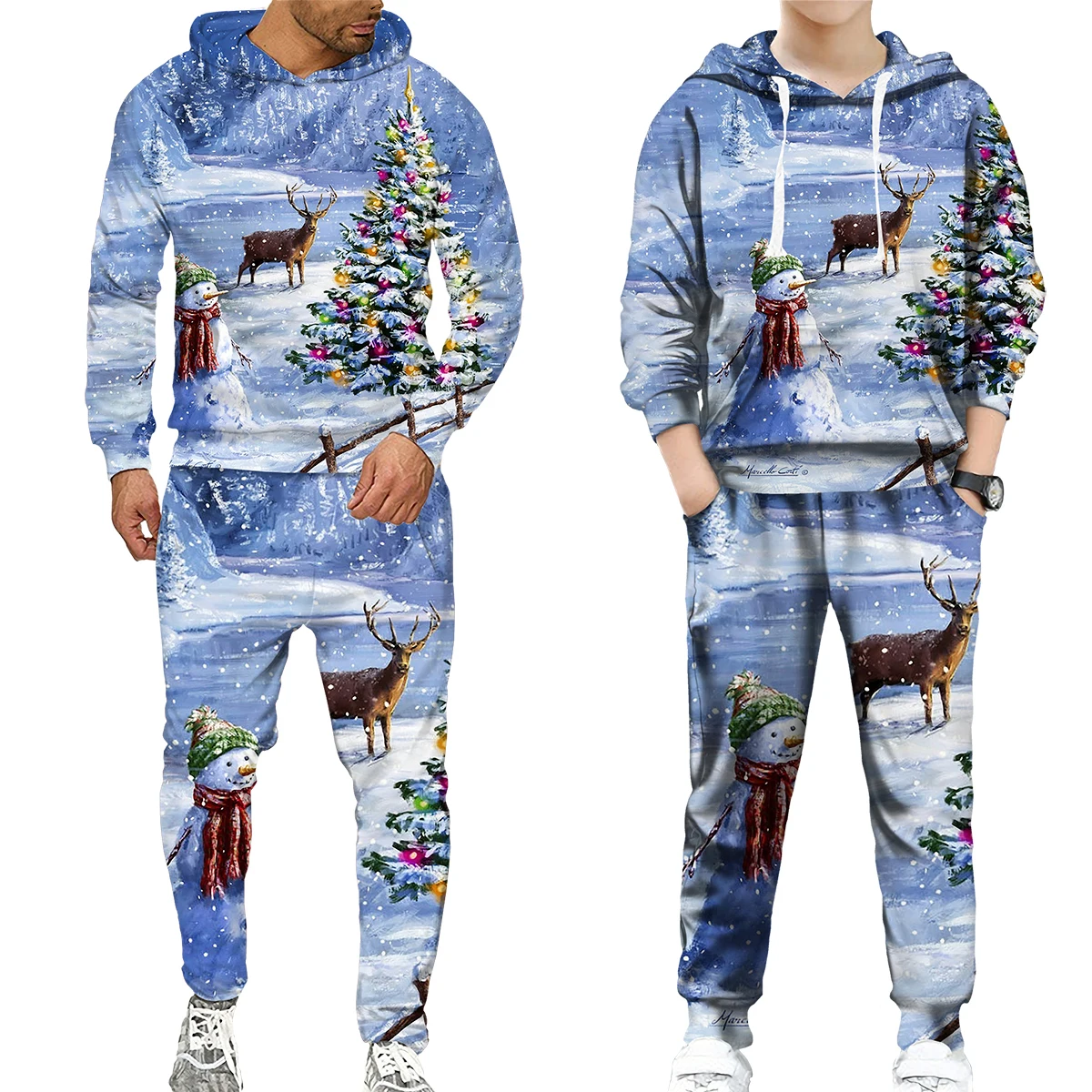 Santa Claus Print Long Sleeves Hoodie with Pants for Adults Kids Christmas Hoodie/Suits Whole Family Matching Clothes Tracksuits gatlings electric gel ball blaster rechargeable automatic airsoft pistol for adults kids splatter toy gun with water beads