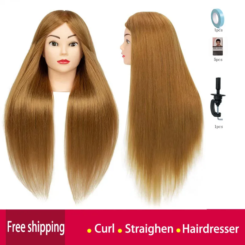 

Mannequin Doll Head for Hairstyles Human Hair And Synthetic Mixing Professional Styling Head Hot Curl Iron Straighten Training