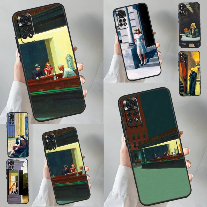 Nighthawks By Edward Hopper Case Per Xiaomi Redmi Note 12 12S 11 11S 10 10S 9 9S 8 Pro 8T Redmi 12C 10C 9C Cover Posteriore