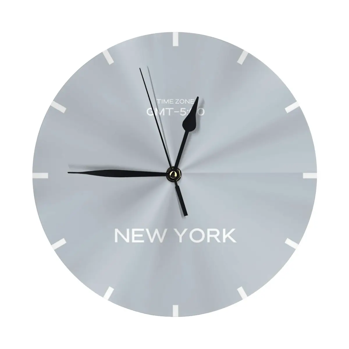 New York GMT Time Zone World Wall Metallic Silver Wall Clock Room New York GMT Time Zone World Wall Metallic Silver Wall Clock Room