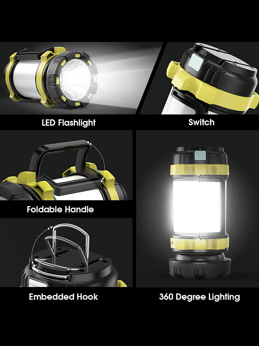 Description Picture 4 of itemPortable Camp Lamp LED Camping Light USB Rechargeable Flashlight Spotlight Work Light Waterproof Searchlight Emergency Lantern