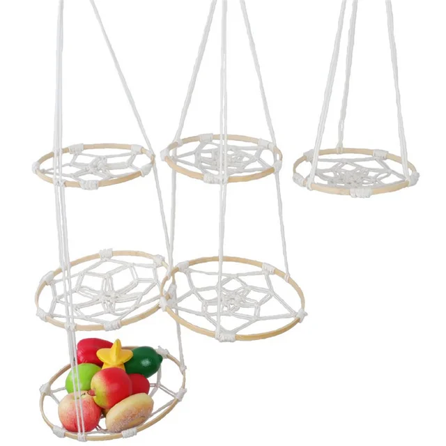 Függő Gyümölcskosár, Multifunkcionális Könnyű Pamut Kötél Szövött Tárolóháló Táska Otthoni Konyhához - Image 2