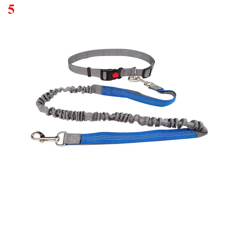 2021 Adjustable Reflective Leash Traction Rope Pet Dog Running Belt Elastic Hands Freely Jogging Pull Dog Collar D-ring Leashes 