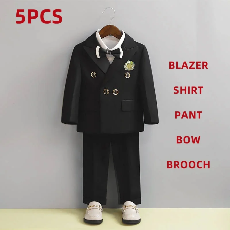 Kinder Weißer Hochzeitsanzug für Jungen 1-10 Jahre Jungen Blazer Hosen Fliege Foto Anzug Formale Kinder Jungen Schuluniform Blazer Anzüge – Detail 6