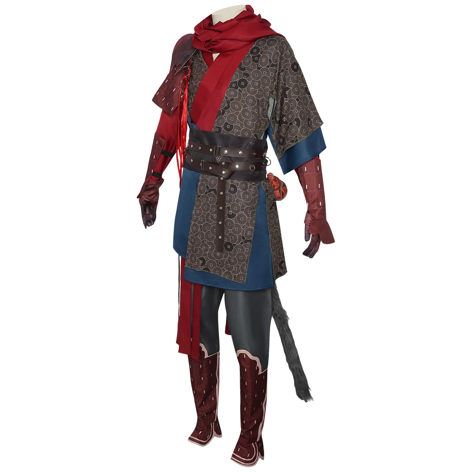 Black Myth: Wukong Sun Wukong Cosplay Costume with Red and Blue Armor for Adults