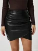 Benuynffy Fashion PU Leather Skirt Women's Autumn and Winter Elegant High Waist Zipper Back Ruched Bodycon Mini Skirts 2024 New 1