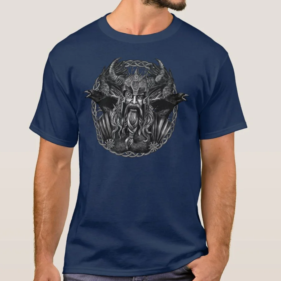

Футболка Odin и His Ravens Huginn и Muninn. Летняя Хлопковая мужская футболка с коротким рукавом и круглым вырезом, Новинка