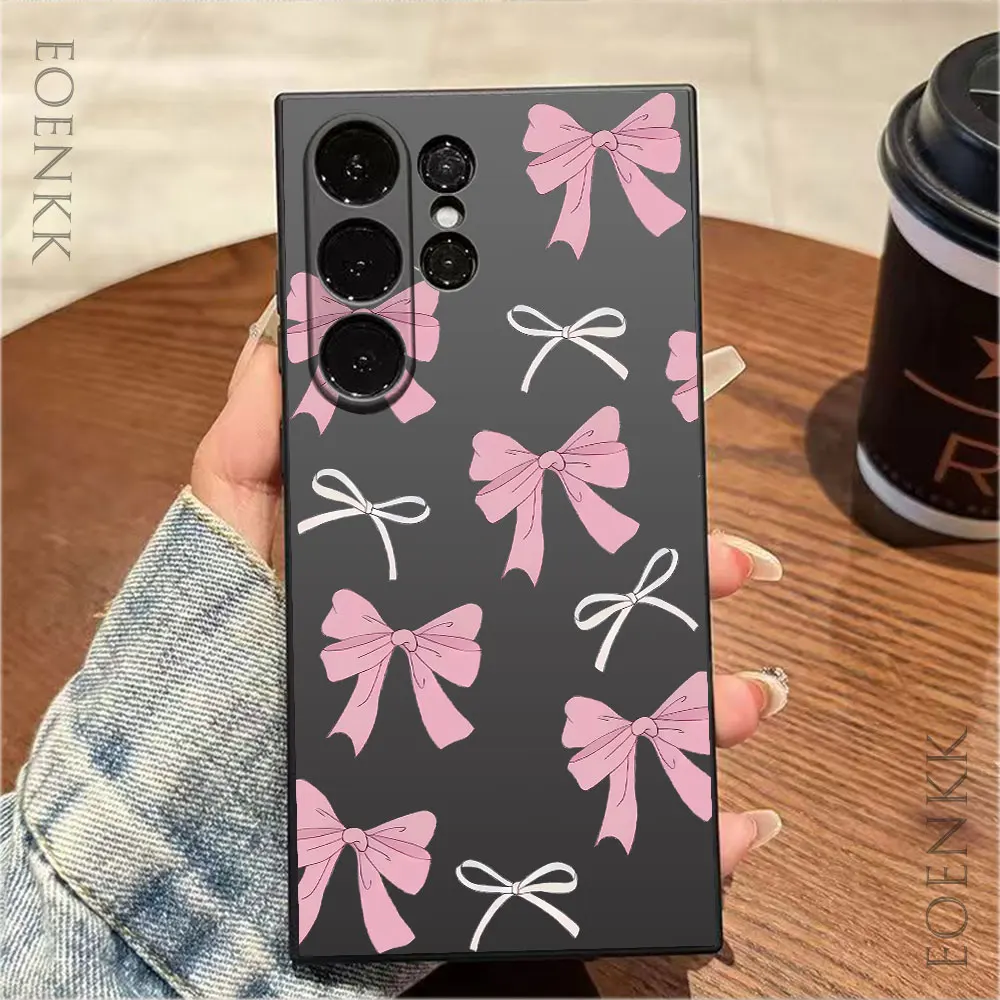 Black Pink Bowknot Silicone Case For Samsung Galaxy S25 S24 S23 S22 S21 A25 A32 A33 A72 A73 Note 10 20 Ultra Plus FE 5G  Cover — view 2