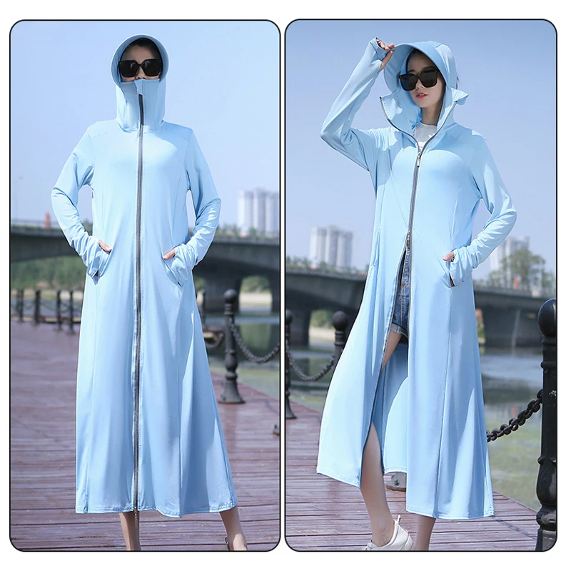Long Sleeve Hoody Summer Women Whole Body UV Protection UPF50+ Quick Dry Jacket Clothing Hooded Jacket Beach Sweatshirt
