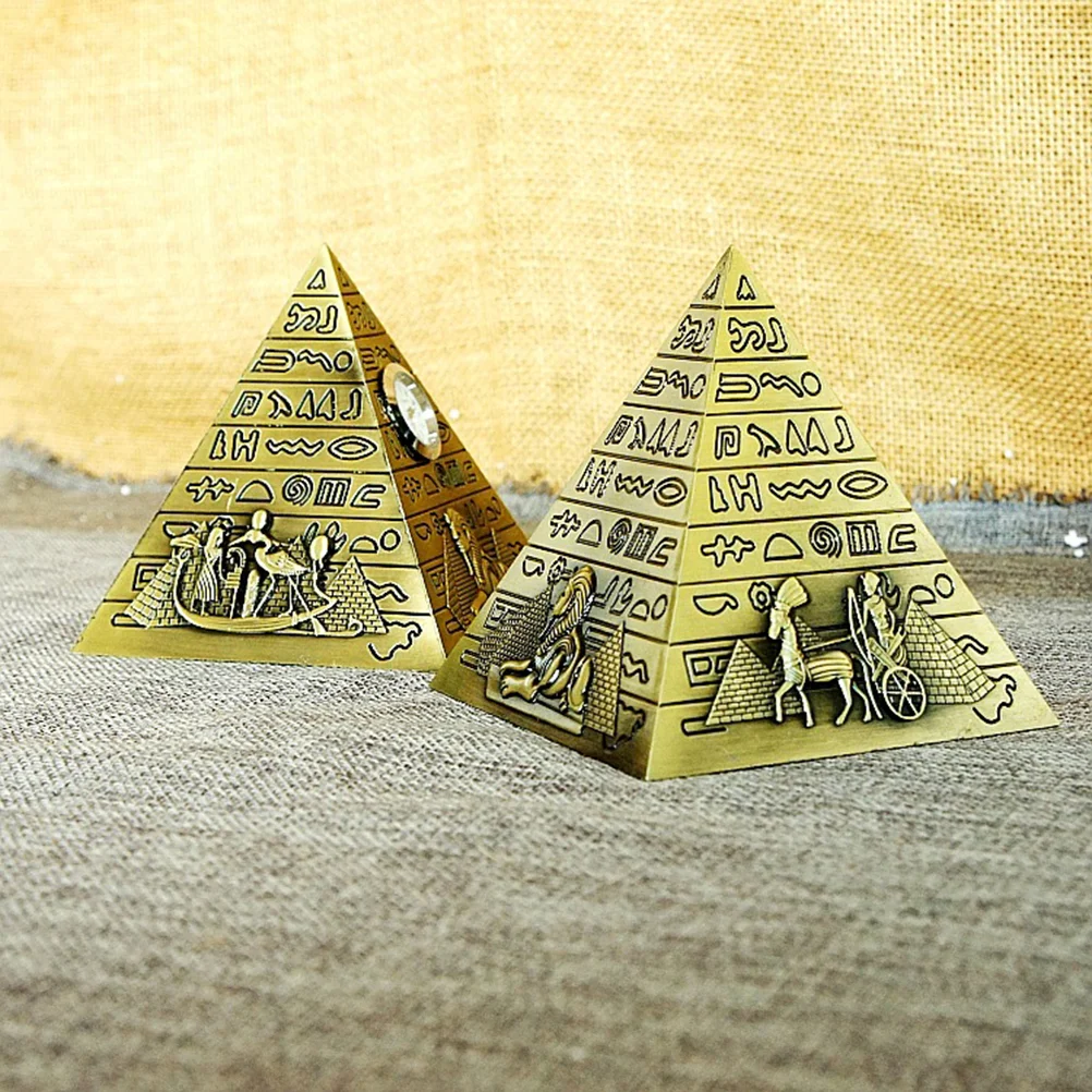 Egyptian Pyramids Figurine Pyramid Model Building Statue Home Office Desktop Decor Gift Souvenir(Bronze) - Image 4