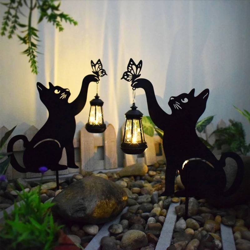 

Outdoor Black Cat LED Solar Lawn Lamp for Halloween Christmas New Year Wedding Party Solar Pathway Lamp Waterproof Drop Ship